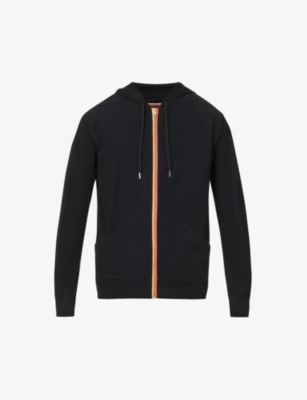 Paul Smith Artist-stripe Zipped Cotton Hoodie In Black