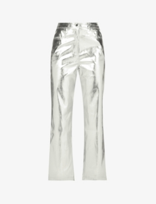 metallic silver trousers