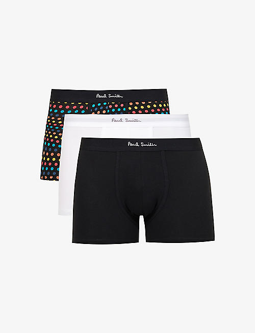 PAUL SMITH: Logo-waistband pack of three stretch-cotton trunks