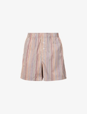 Paul Smith Rainbow Stripe-print Cotton-poplin Boxer Shorts In Multi Coloured