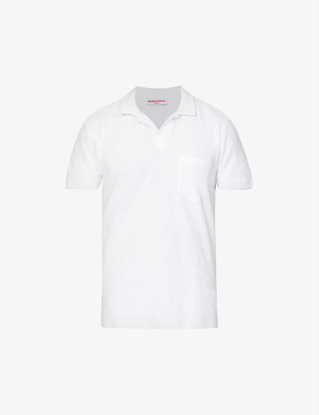 Shop Orlebar Brown Men's White Terry Towelling Cotton Polo Shirt