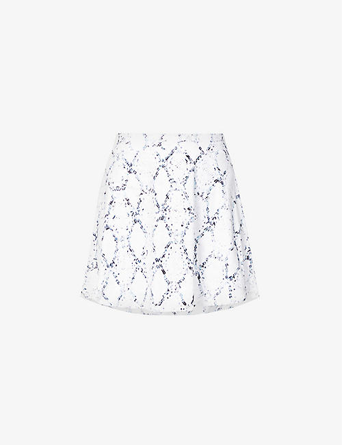 VARLEY: Floyd snake-print stretch-woven mini skirt
