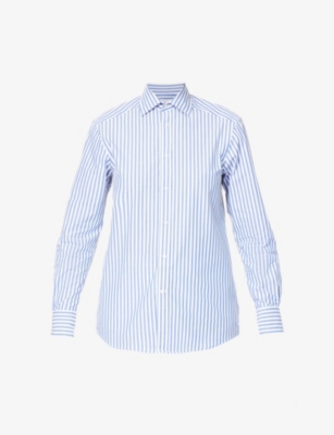 WITH NOTHING UNDERNEATH: The Boyfriend striped organic-cotton shirt