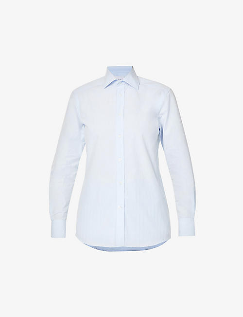 WITH NOTHING UNDERNEATH: The Boyfriend long-sleeved cotton-poplin shirt