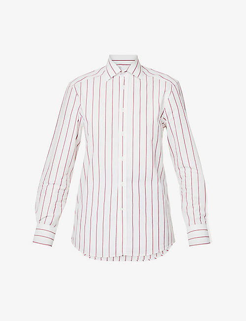 WITH NOTHING UNDERNEATH: The Boyfriend striped organic-cotton shirt