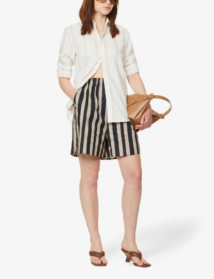 WITH NOTHING UNDERNEATH: The Boyfriend striped linen and cotton-blend shirt