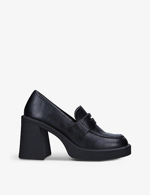 STEVE MADDEN: Far Out square-toe chunky-heel leather loafers