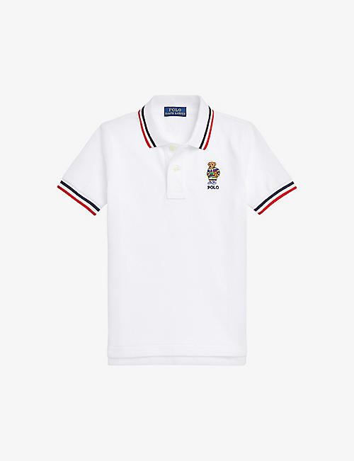 RALPH LAUREN: Logo-embroidered striped cotton-piqué polo shirt 6-14 years