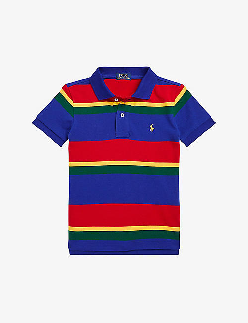 RALPH LAUREN: Logo-embroidered striped cotton-piqué polo shirt 6-12 years