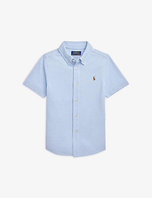 RALPH LAUREN: Logo-embroidered short-sleeved cotton shirt 6-14 years