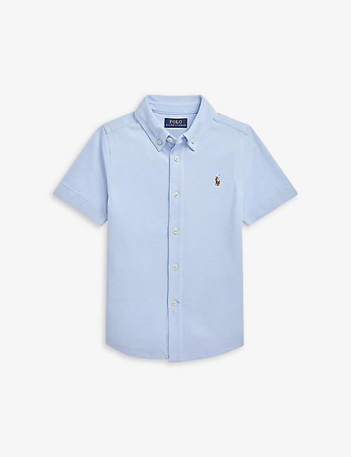 RALPH LAUREN: Logo-embroidered short-sleeved cotton shirt 2-4 years