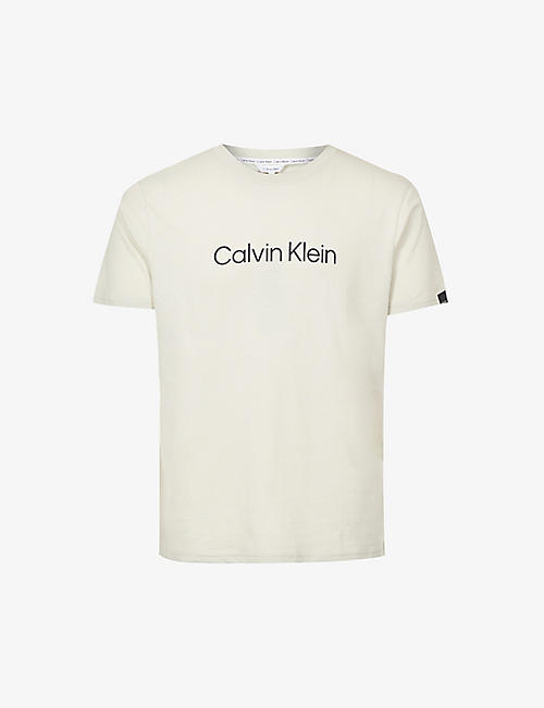 CALVIN KLEIN: Logo-print brand-tab cotton-jersey T-shirt