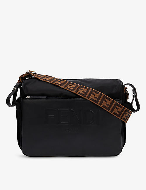FENDI: Logo-embossed woven changing bag and mat