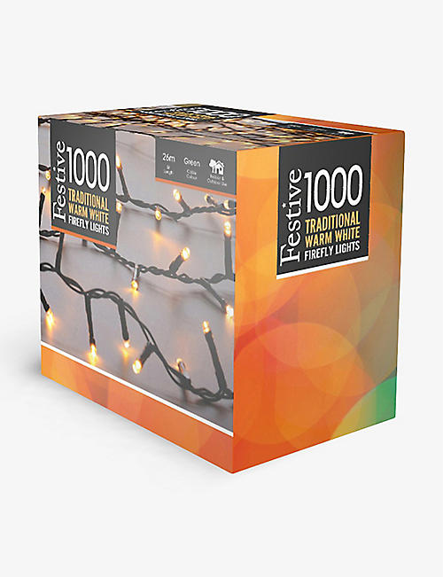 CHRISTMAS: 1000 Firefly LED warm white Christmas tree lights 26m