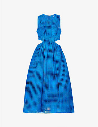 SELF-PORTRAIT: Broderie-pattern cotton midi dress