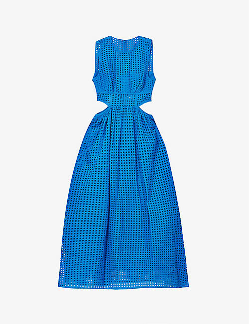 SELF-PORTRAIT: Broderie-pattern cotton midi dress