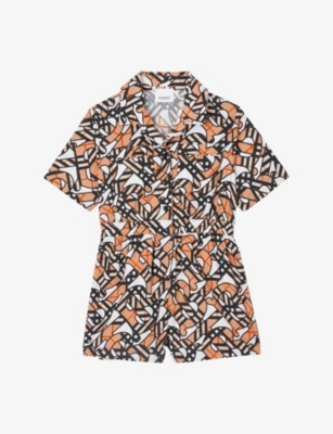 BURBERRY Meredith monogram-print stretch-cotton playsuit 4-14 years