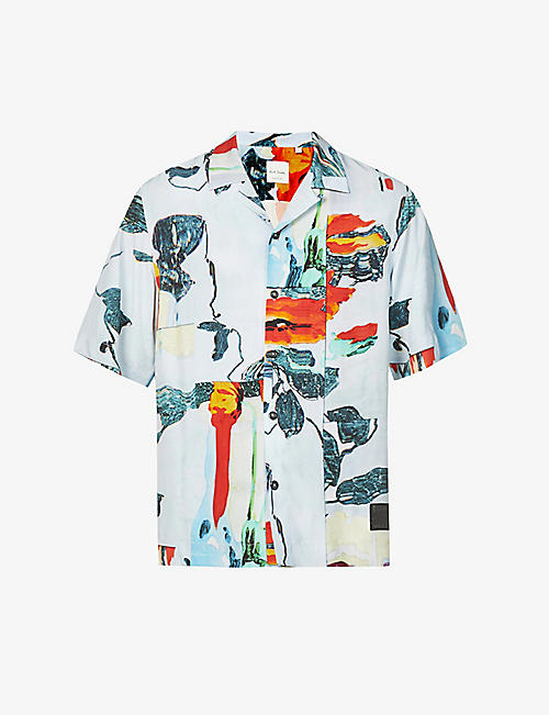 PAUL SMITH: Abstract graphic-print relaxed-fit woven shirt