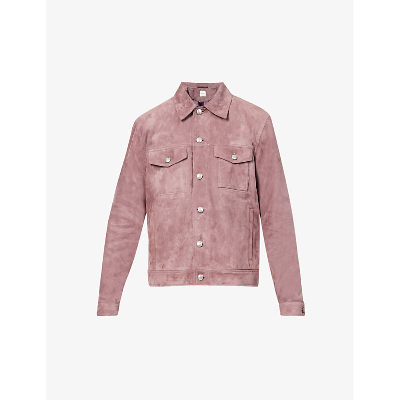 PAUL SMITH PANELLED CHEST-POCKET BOXY-FIT LEATHER-SUEDE JACKET