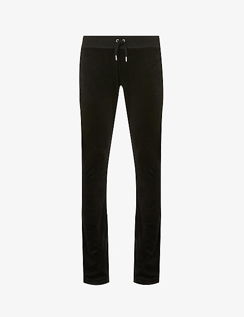 JUICY COUTURE: Brand-embroidered low-rise velour jogging bottoms
