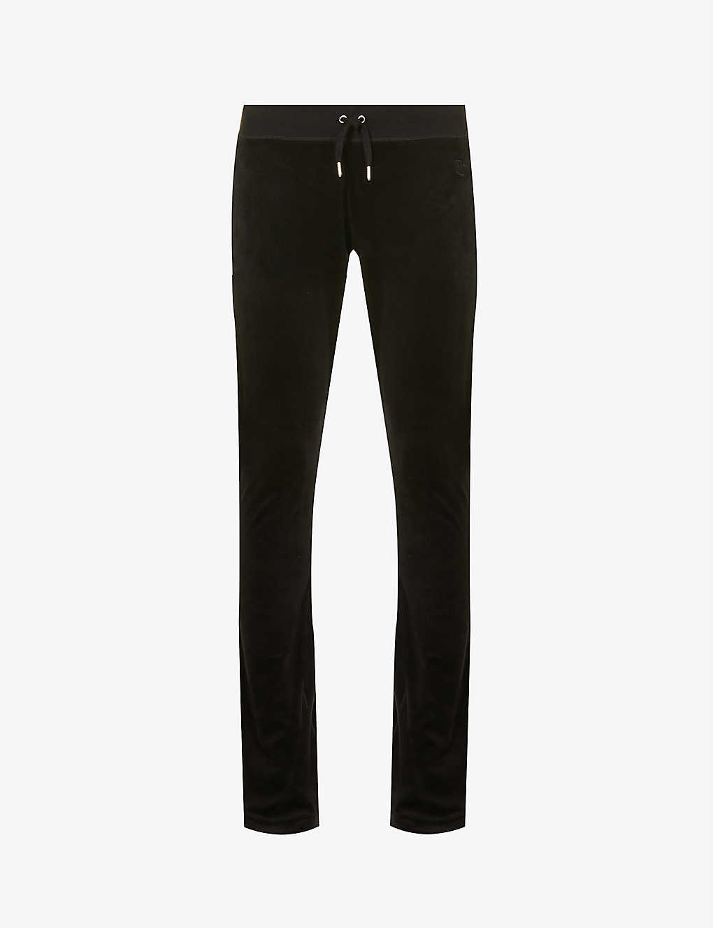 Juicy Couture Brand-embroidered Velour Jogging Bottoms In Black