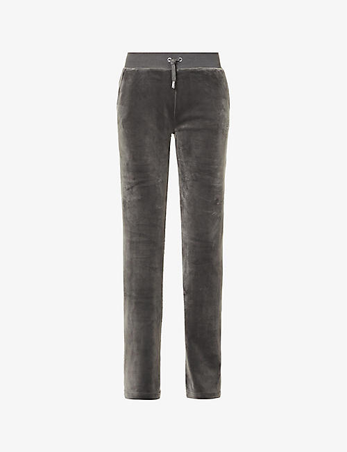 JUICY COUTURE: Del Ray straight-leg mid-rise velour jogging bottoms