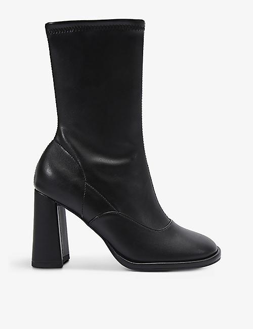 KG KURT GEIGER: Timber sock round-toe faux-leather ankle boots