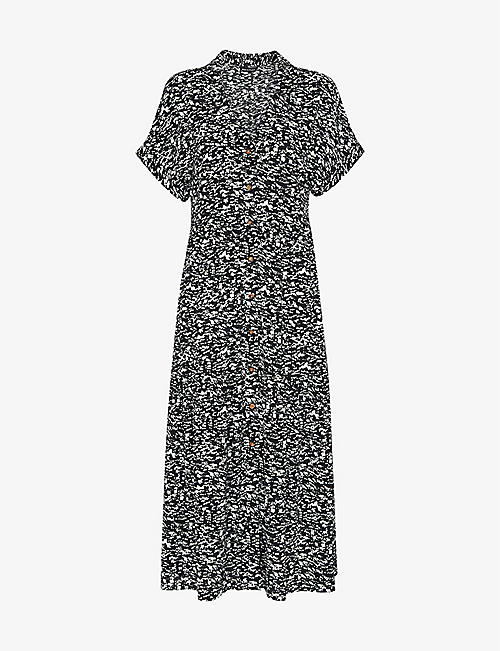 WHISTLES: Abstract Smudge graphic-print woven midi dress