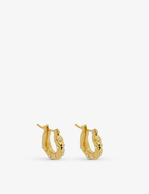 JOANNA LAURA CONSTANTINE: Waves 18ct yellow gold-plated brass and pearl earrings