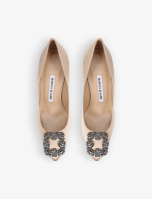 MANOLO BLAHNIK Hangisi 90 crystal-embellished satin courts