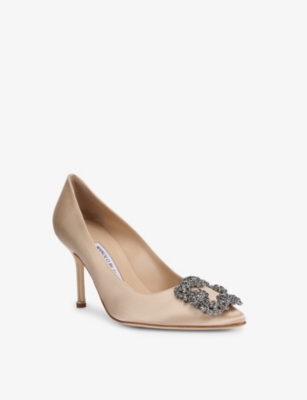 MANOLO BLAHNIK Hangisi 90 crystal-embellished satin courts