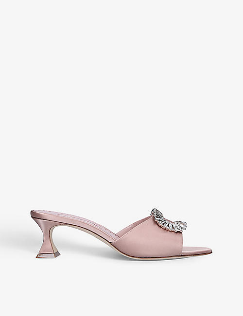MANOLO BLAHNIK: Laalita crystal-embellished satin heeled mules