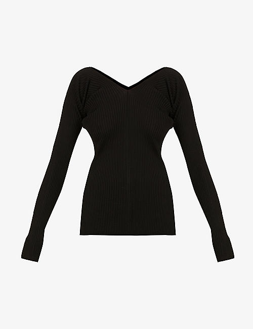 LOW CLASSIC: V-neck long-sleeved knitted jumper