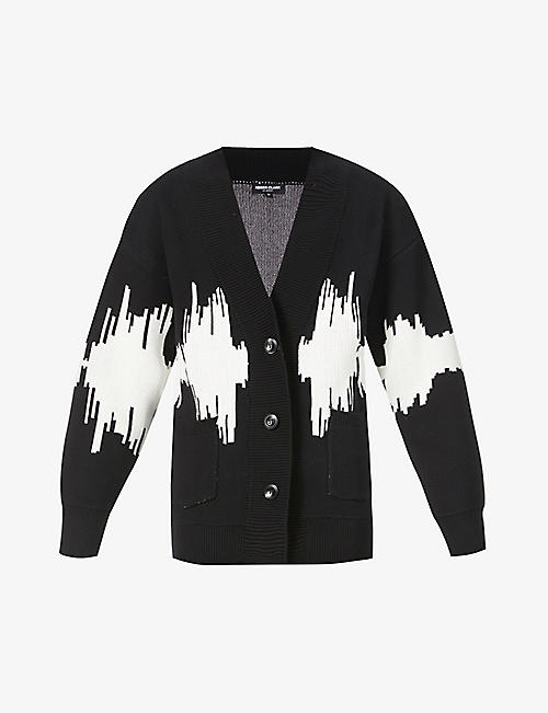 KEISER CLARK: Soundwave graphic-pattern cotton-knit cardigan
