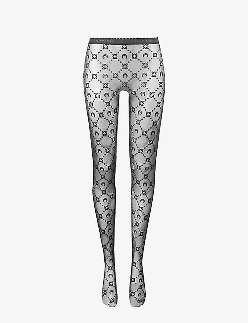 MARINE SERRE: Moon-print fitted stretch-woven tights
