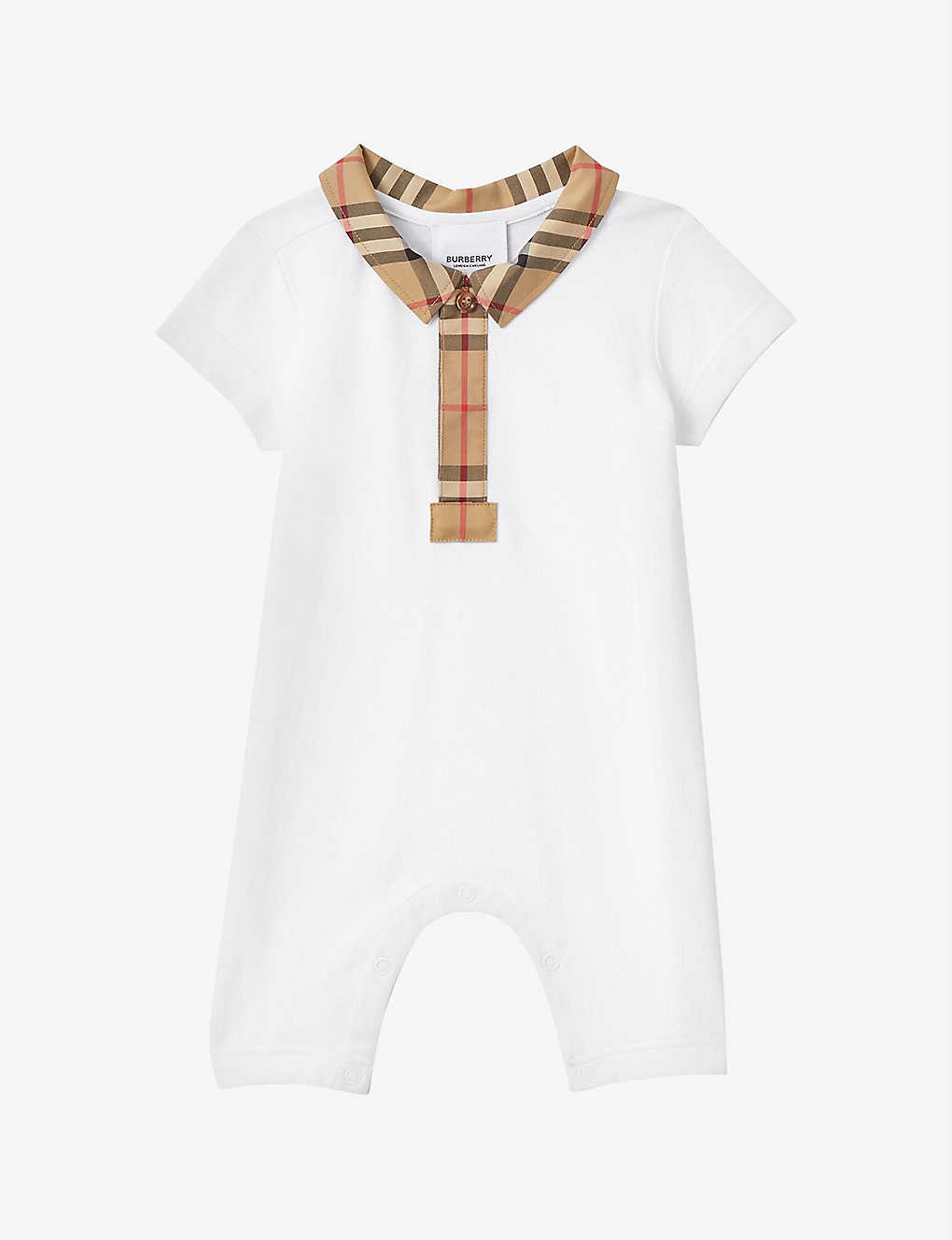 Selfridges & Co Clothing Loungewear Sleepsuits 12 months Charli vintage check-trim stretch-cotton baby grow 1 month 