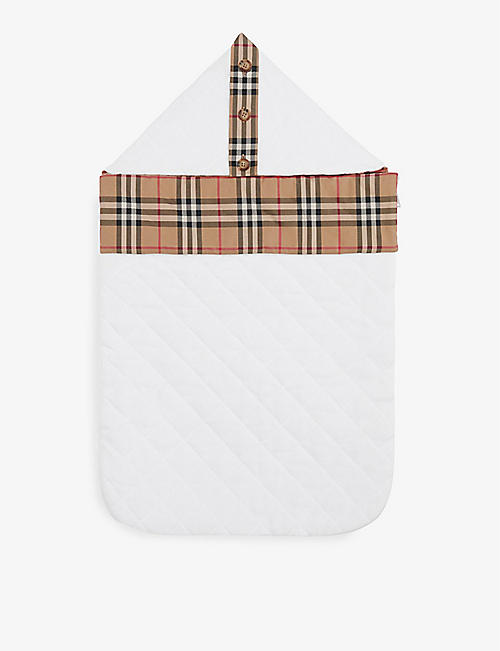 BURBERRY: Iggy logo-print checked cotton baby nest 6-9 months