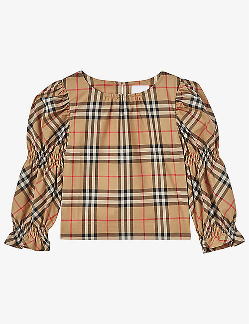 BURBERRY: Susanna vintage check-print cotton blouse 4-14 years