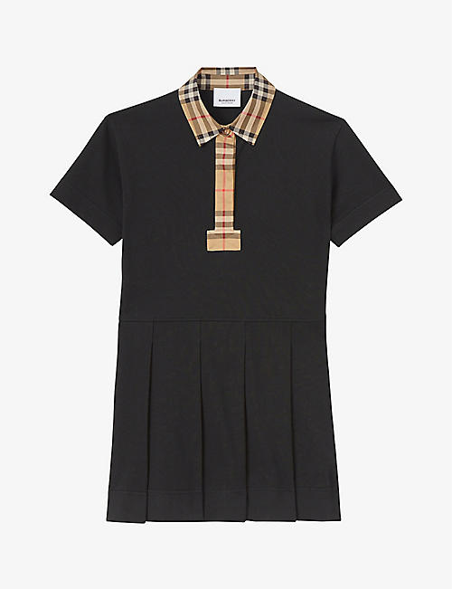 BURBERRY: Sigrid vintage check-print polo shirt stretch-cotton dress 3-14 years