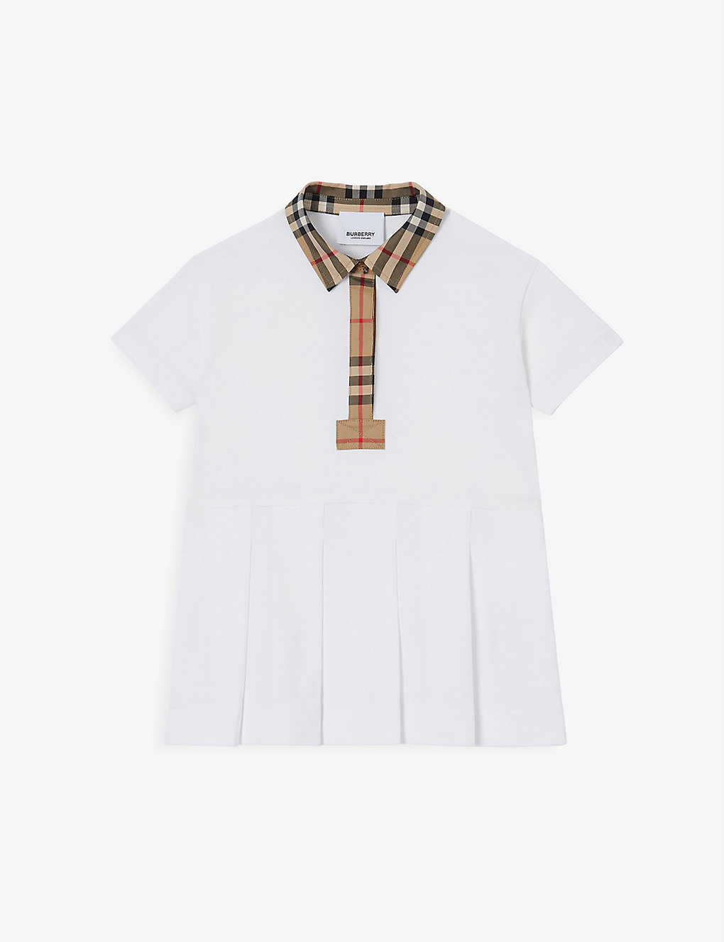 Shop Burberry White Sigrid Vintage Check-print Polo Shirt Stretch-cotton Dress 6 Months-2 Years