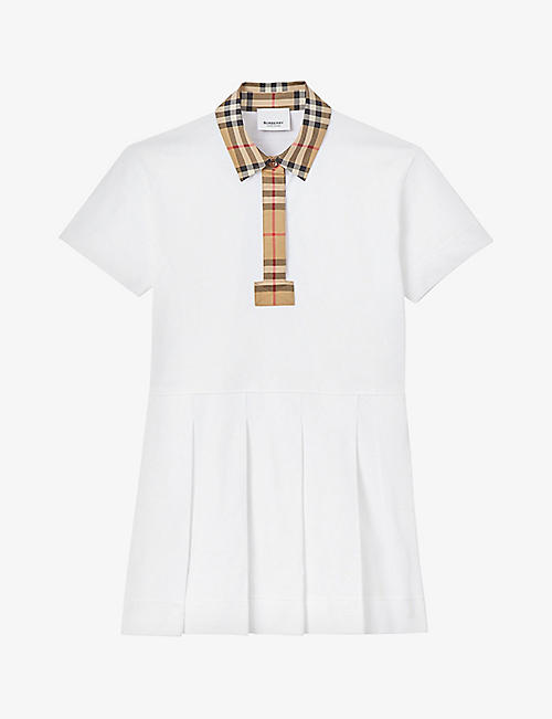 BURBERRY: Sigrid vintage check-print polo shirt stretch-cotton dress 3-14 years