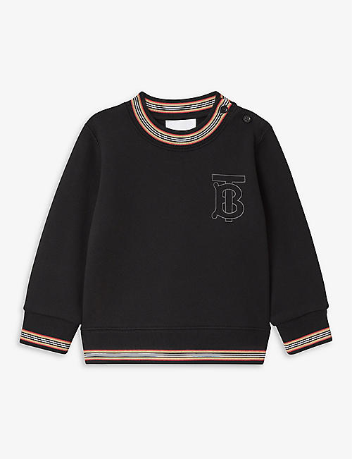 BURBERRY: Lester logo-embroidered cotton sweatshirt 6-24 months