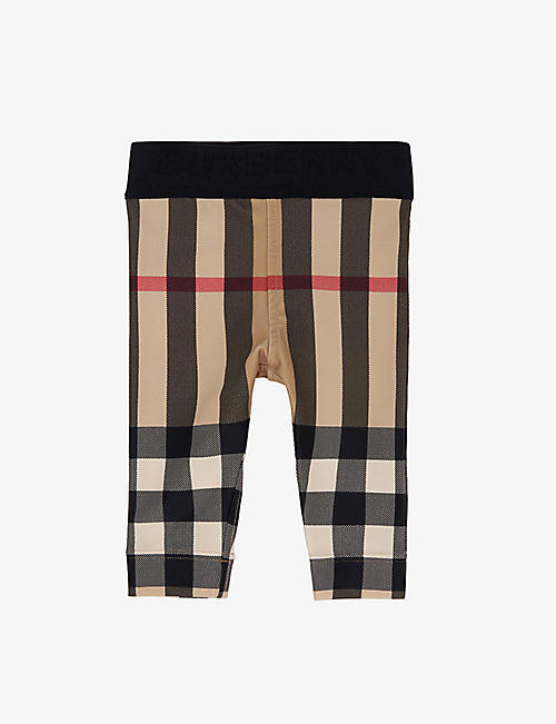 BURBERRY: Gina checked cotton leggings 6 months – 2 years