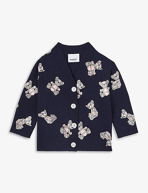 BURBERRY: Alexia graphic-print wool-blend cardigan 1-2 years