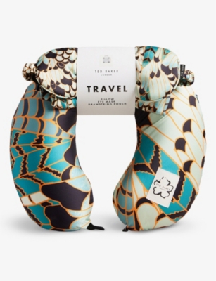 Ted Baker Hamonta Feather-print Travel Pillow Set In Black