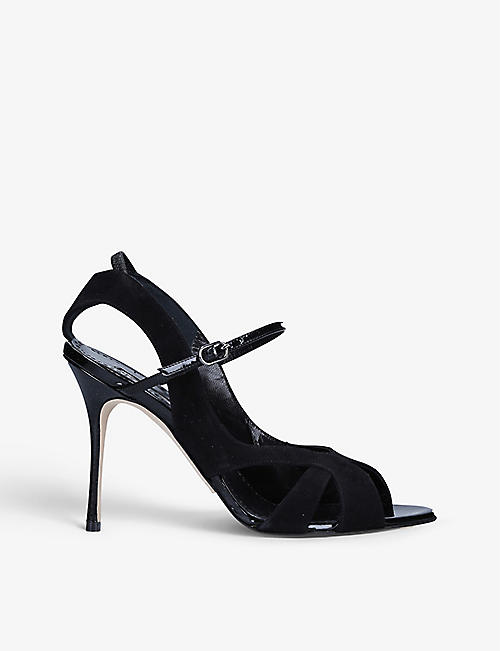 MANOLO BLAHNIK: Parado suede and leather heeled sandals
