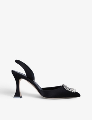 MANOLO BLAHNIK PRIETASLI SATIN SLINGBACK MULES,56490399