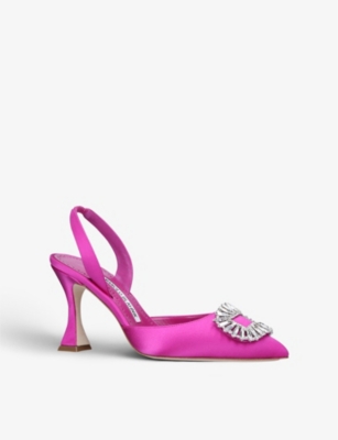 MANOLO BLAHNIK Prietasli satin slingback heeled mules