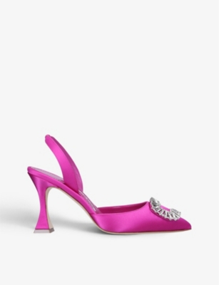 MANOLO BLAHNIK Prietasli satin slingback heeled mules