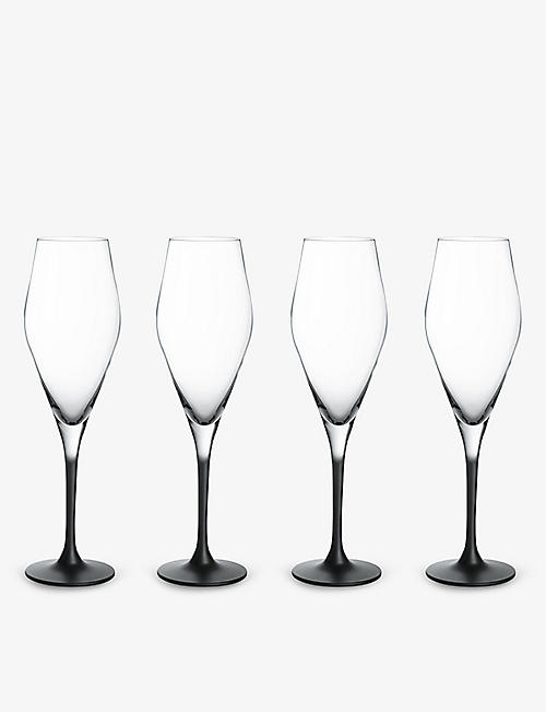 VILLEROY & BOCH: Manufacture Rock champagne flute glasses set of four